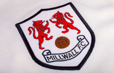 LONDON, UK - OCTOBER 19TH 2015: The club crest on a Millwall FC shirt, on 19th October 2015.