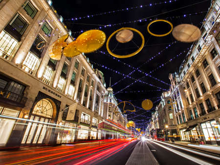 LONDON, UK - NOVEMBER 24TH 2015: The stunning Christmas lights on Regent Street in London, on 24th November 2015.のeditorial素材