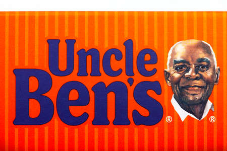 LONDON, UK - JUNE 16TH 2016: Close-up of the Uncle Bens logo on one of their rice products, on 16th...