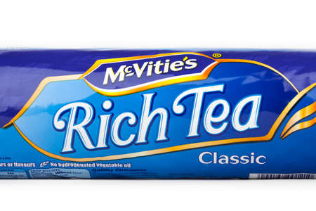 LONDON, UK - JUNE 16TH 2016: A packet of Original McVities Rich Tea Biscuits, on 16th June 2016. ...