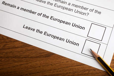 LONDON, UK - JUNE 13TH 2016: The options on the EU Referendum Ballot Paper, taken on 13th June 2016. The options are either for the UK to Remain in the European Union or Leave the European Union.のeditorial素材