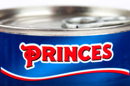 LONDON, UK - MAY 6TH 2016: A close-up of the Princes logo on one of their food products, on 6th May...