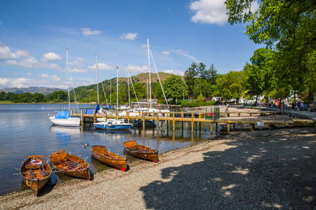 CUMBRIA, UK - MAY 29TH 2016: A view from Waterhead near Ambleside on Lake Windermere in the Lake District National Park, on 29th May 2016.のeditorial素材