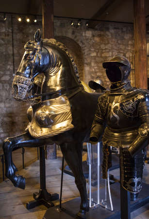 LONDON, UK - APRIL 10TH 2016: The Line of Kings tourist attraction in the Royal Armouries at the Tower of London, on 10th April, 2016.のeditorial素材