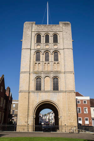 A view of the historic Norman Tower in Bury St. Edmunds, Suffolk.のeditorial素材