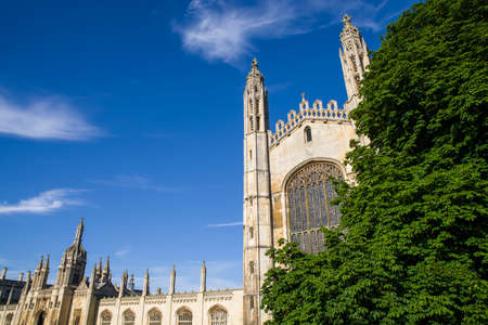A view of the magnificent facade of Kings College Chapel in Cambridge, UK.のeditorial素材