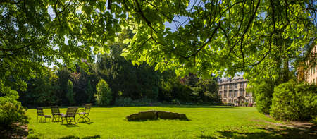 CAMBRIDGE, UK - JULY 18TH 2016: A beautiful panoramic view of Fellows Garden at Christâs College in Cambridge, on 18th July 2016.のeditorial素材