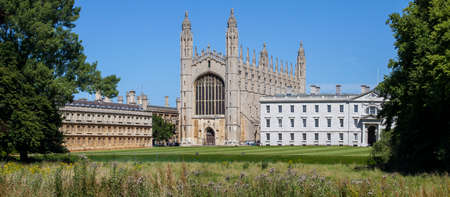 A panoramic view of the historic Kingâs College in Cambridge, UK.のeditorial素材