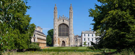 A panoramic view of the historic Kingâs College in Cambridge, UK.のeditorial素材