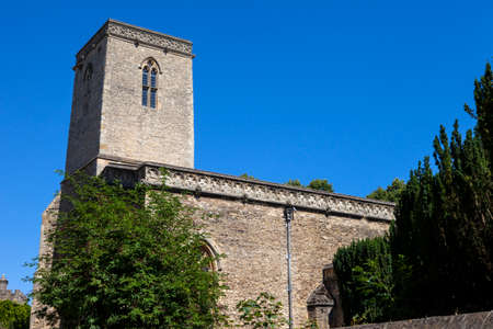 A view of St. Peter in the East church located on Queens Lane in Oxford, England.のeditorial素材