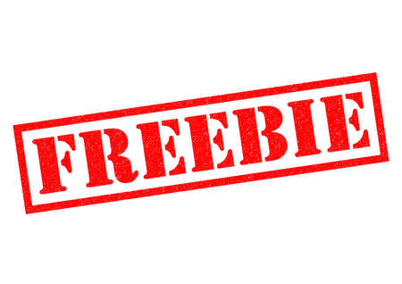 FREEBIE red Rubber Stamp over a white background.の写真素材