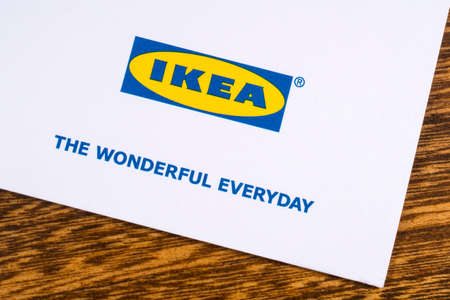 LONDON, UK - JANUARY 13TH 2017: A close-up of the Ikea company logo with the company slogan The...