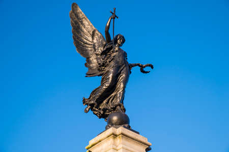 Looking up at the magnificent Colchester War Memorial in the historic town of Colchester, UK.の写真素材