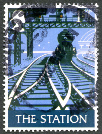 GREAT BRITAIN - CIRCA 1988: A used postage stamp from the UK, celebrating The Station, circa 1988.のeditorial素材