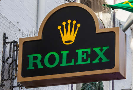 NORWICH, UK - JANUARY 17TH 2017: The Rolex logo above the exterior of a Jewellery and Watch shop in Norwich city centre, on 17th January 2017.のeditorial素材