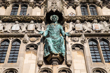 A close-up of the exterior of main city entrance to the grounds of Canterbury Cathedral in the historic city of Canterbury, Kent, in the UK.のeditorial素材