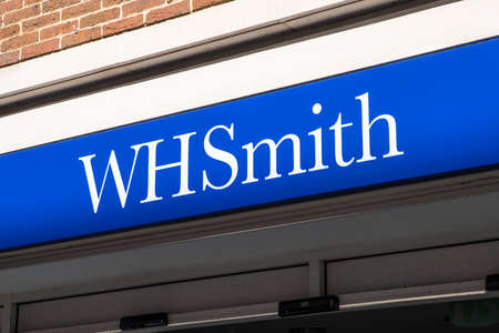 CANTERBURY, UK - FEBRUARY 13TH 2017: The sign for a WHSmith storefront in Canterbury, UK, on 13th...