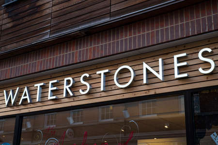 LONDON, UK - FEBRUARY 13TH 2017: A sign for the British book retailer Waterstones in Canterbury, UK...