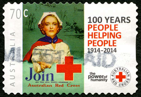 AUSTRALIA - CIRCA 2014: A used postage stamp from Australia, commemorating the 100th Anniversary of...