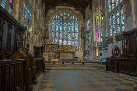 STRATFORD-UPON-AVON, UK - MARCH 1ST 2017: An interior shot of the Church of the Holy Trinity in Stratford-Upon-Avon, in the UK, on 1st March 2017.  It is the final resting place of William Shakespeare and Anne Hathaway.のeditorial素材