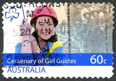 AUSTRALIA - CIRCA 2010: A used postage stamp from Australia, commemorating the 100th Anniversary of Girl Guides, circa 2010.のeditorial素材