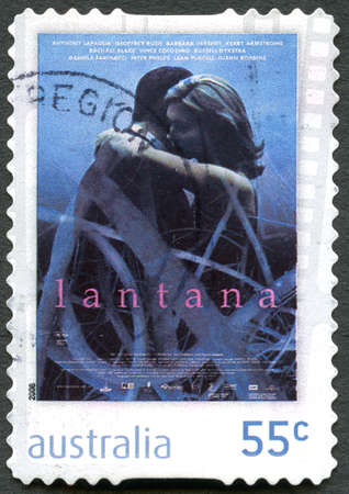 AUSTRALIA - CIRCA 2008: A used postage stamp from Australia, commemorating Australian drama film Lantana, circa 2008.のeditorial素材