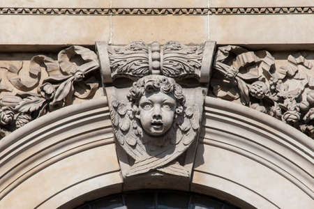 Beautiful Carvings on the southern facade of St. Pauls Cathedral, in London, UK.の写真素材