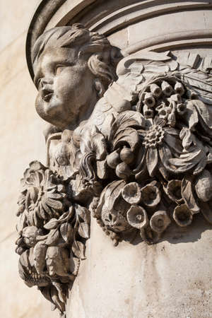 Beautiful Carvings on the southern facade of St. Pauls Cathedral, in London, UK.の写真素材