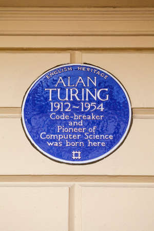 LONDON, UK - FEBRUARY 16TH 2017: A blue plaque on Warrington Cresent in the Maida Vale area of London, marking the location where famous Code-breaker Alan Turing was born, taken on 16th February 2017.のeditorial素材