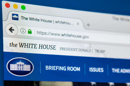 LONDON, UK - APRIL 13TH 2017: The official homepage of The White House and the Trump Administration, on 13th April 2017.のeditorial素材