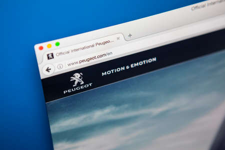 LONDON, UK - APRIL 25TH 2017: The homepage of the official website for Peugeot, the French car manufacturer, on 25th April 2017.のeditorial素材
