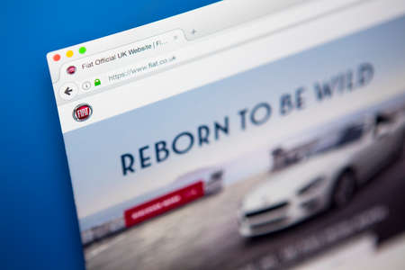 LONDON, UK - APRIL 25TH 2017: The homepage of the official website for Fiat, the Italian automobile manufacturer, on 25th April 2017.のeditorial素材