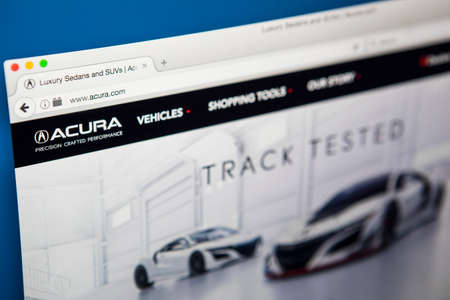 LONDON, UK - APRIL 28TH 2017: The homepage of the official website for Acura, the luxury vehicle...