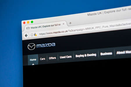 LONDON, UK - APRIL 28TH 2017: The homepage of the official website for the Mazda Motor Corporation,...