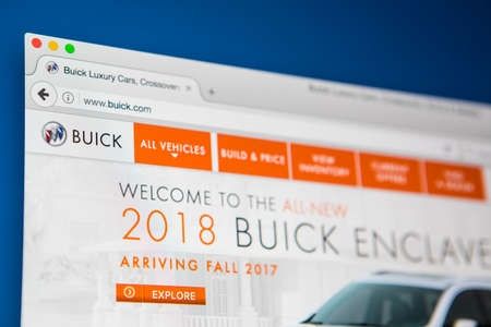 LONDON, UK - APRIL 28TH 2017: The homepage of the official website for Buick, the automobile brand...