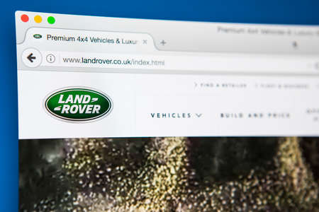 LONDON, UK - APRIL 27TH 2017: The homepage for the official website of Land Rover, a car brand that...