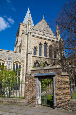 The magnificent facade of the historic Rochester Cathedral in Rochester, Kent.の写真素材