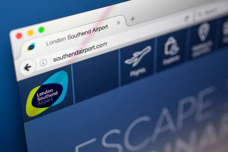 LONDON, UK - MAY 17TH 2017: The homepage for the official website of London Southend Airport, on...