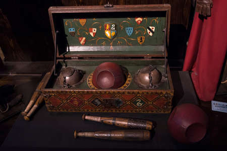 LEAVESDEN, UK - JUNE 19TH 2017: Quidditch set props at the Making of Harry Potter tour at Warner...