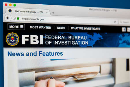 LONDON, UK - JUNE 8TH 2017: The homepage of the official website for the Federal Bureau of Investigation, on 8th June 2017.のeditorial素材