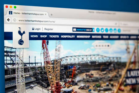 LONDON, UK - JUNE 8TH 2017: The homepage of the official website for Tottenham Hotspur Football...