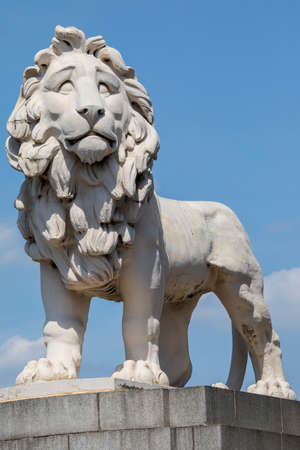 A close-up shot of the South Bank Lion in London, UK.のeditorial素材