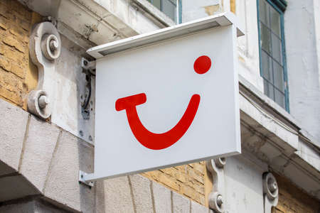 LILLE, FRANCE - JUNE 26TH 2017: The Thomson Holidays Logo above one of the company outlets in the city of Lille, France, on 26th June 2017.のeditorial素材