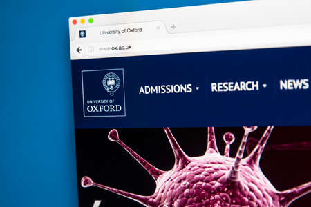 LONDON, UK - AUGUST 7TH 2017: The homepage of the official website for the University of Oxford, on 7th August 2017.のeditorial素材