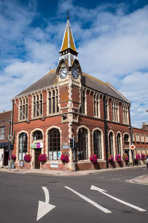 WAREHAM, UK - AUGUST 16TH 2017: The exterior of Wareham Town Hall in the town of Wareham in Dorset, UK, on 16th August 2017.のeditorial素材