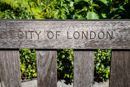 City of London engraved on a bench.のeditorial素材