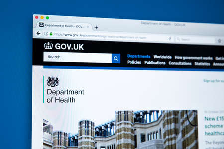 LONDON, UK - OCTOBER 30TH 2017: The homepage of the Department of Health on the UK Government...