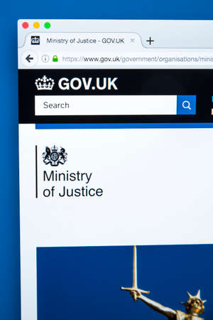 LONDON, UK - OCTOBER 30TH 2017: The homepage of the Ministry of Justice on the UK Government...