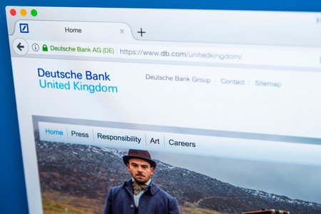 LONDON, UK - OCTOBER 25TH 2017: The homepage of the official website for Deutsche Bank - the German banking and financial services company, on 25th October 2017.のeditorial素材