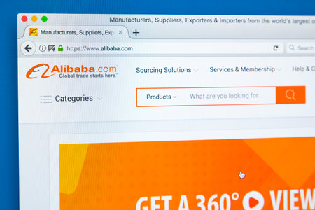 LONDON, UK - OCTBER 21ST 2017: The homepage of the official website for the Alibaba Group - the Chinese e-commerce company, on 21st October 2017.のeditorial素材